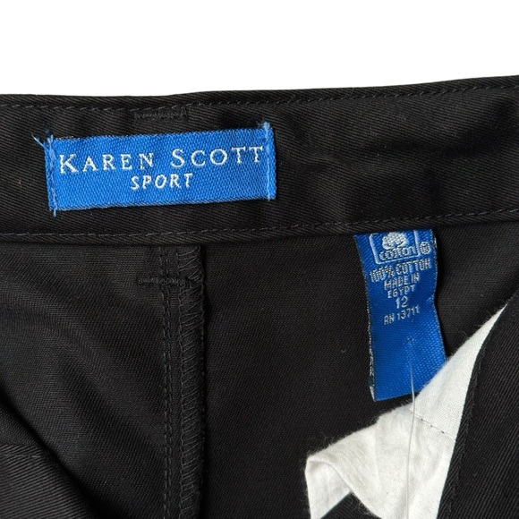 Karen Scott Sport Size 12 Maxi Skirt Button Front Modest Black Longline - Picture 5 of 8